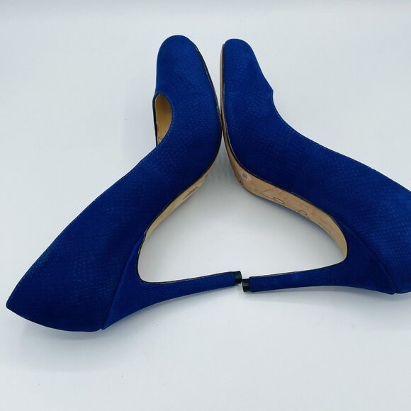 Jessica Simpson Heels Womens Size 7.5 M Blue Rony Leather Heel Stiletto Slip On - Picture 12 of 12